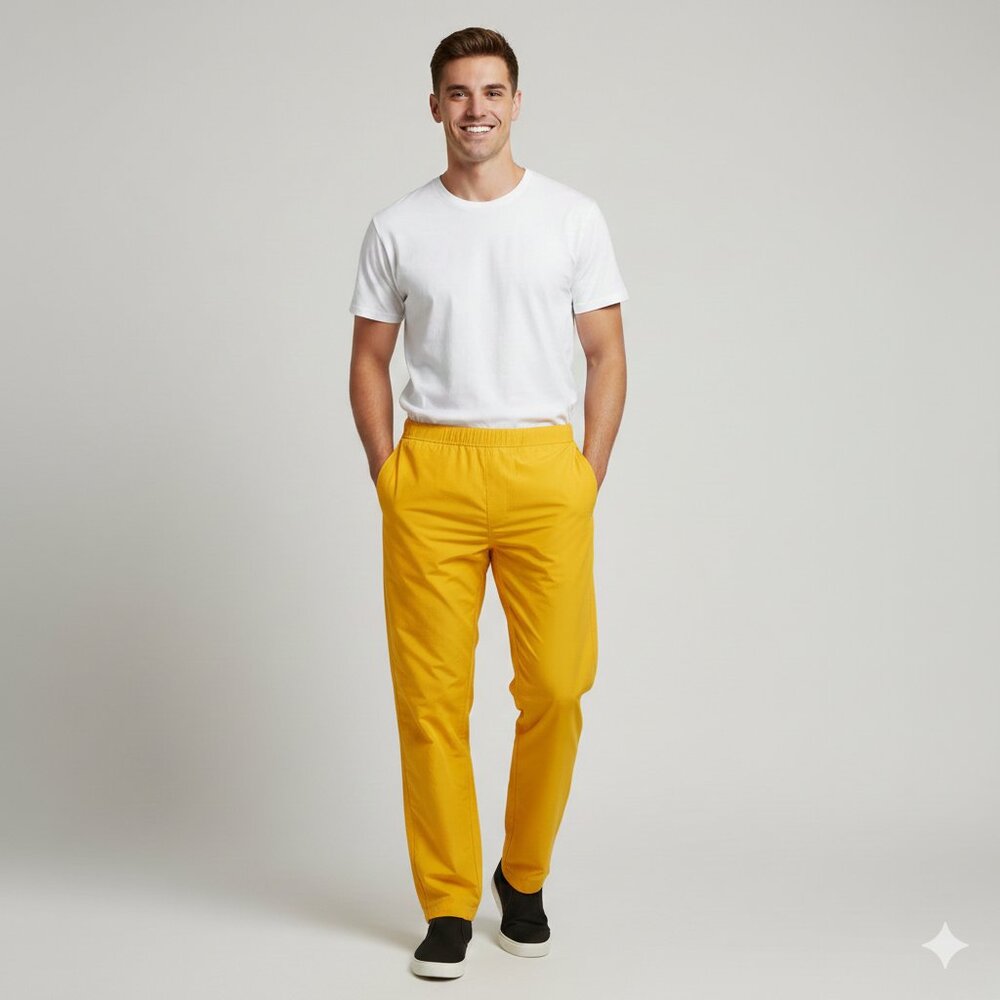 Vintage Izod Lacoste Yellow Nylon Joggers Men’s L 90s Prep Athletic Streetwear